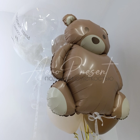 Набор шаров на выписку мальчику с медвежонком 